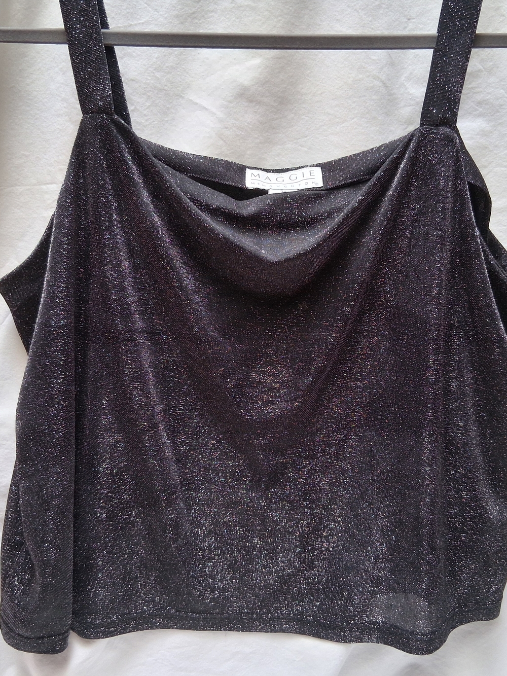 Maggie Mcnaughton Dressy Black Sparkle Metallic Tank Top